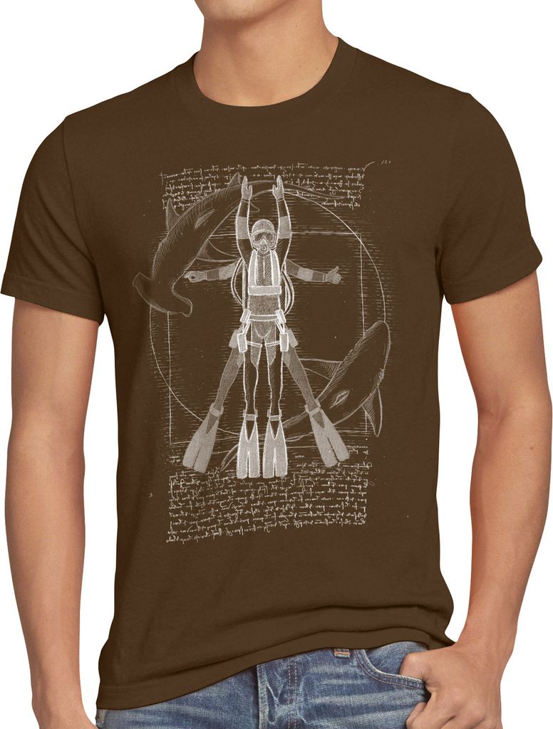 style3 Vitruvianischer Taucher Herren T-Shirt froschmann scuba schnorcheln