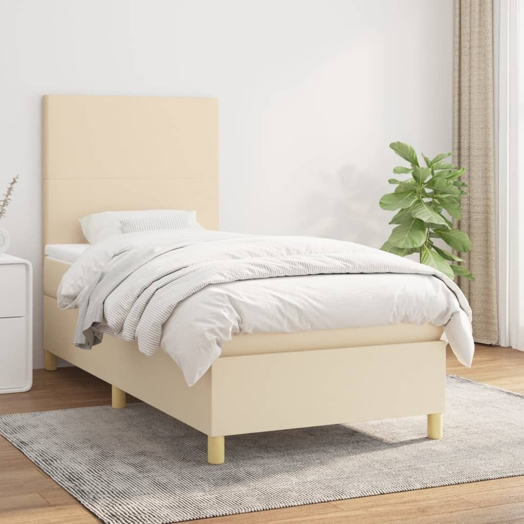 Maison Exclusive - Boxspringbett mit Matratze Creme 80x200 cm Stoff