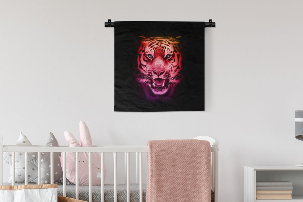 MuchoWow Wandteppich Wandbehang Tiger - Farben - Tiere 60x60 cm Tapisserie Dekoration Wandtuch - Dekorationen - Wand Decke
