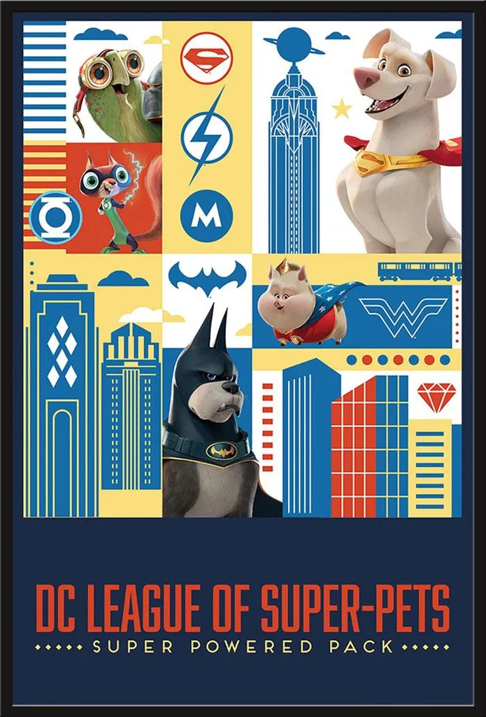 Poster DC League Super Pets Encadré sous Vitre Acrylique Shinsuke Noir