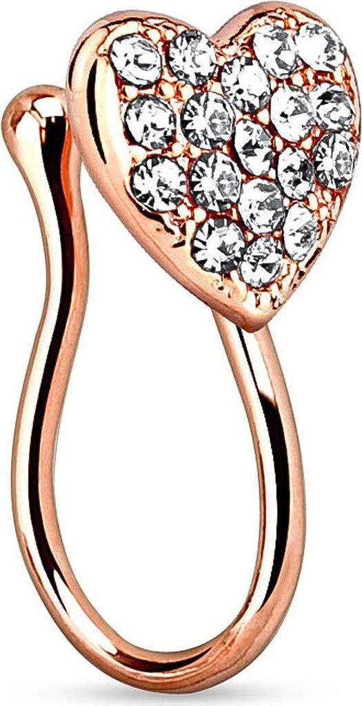 Nasenpiercing Nasenring Fake Piercing Herz Heart Zirkonia Kristalle Nasenclip Clip On Autiga rosegold