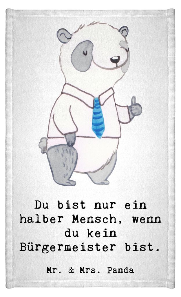 Mr. & Mrs. Panda Handtuch Bürgermeister Herz - Weiß - Geschenk, Klein, Rathaus, Kleines, Spruch, Frotteehandtuch, Frotteetuch, Wahlen, Witzig, g...
