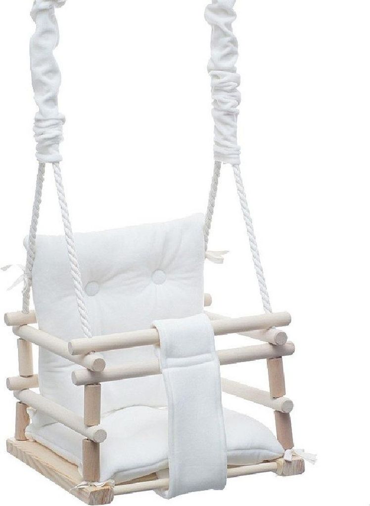 Lumali 3-in-1 Kinderschaukel mit Sicherheitsgurt, Babyschaukel für Zuhause, Schaukel Indoor oder Outdoor, mit Weichem Sitz, Höhenverstellbar, Weiß
