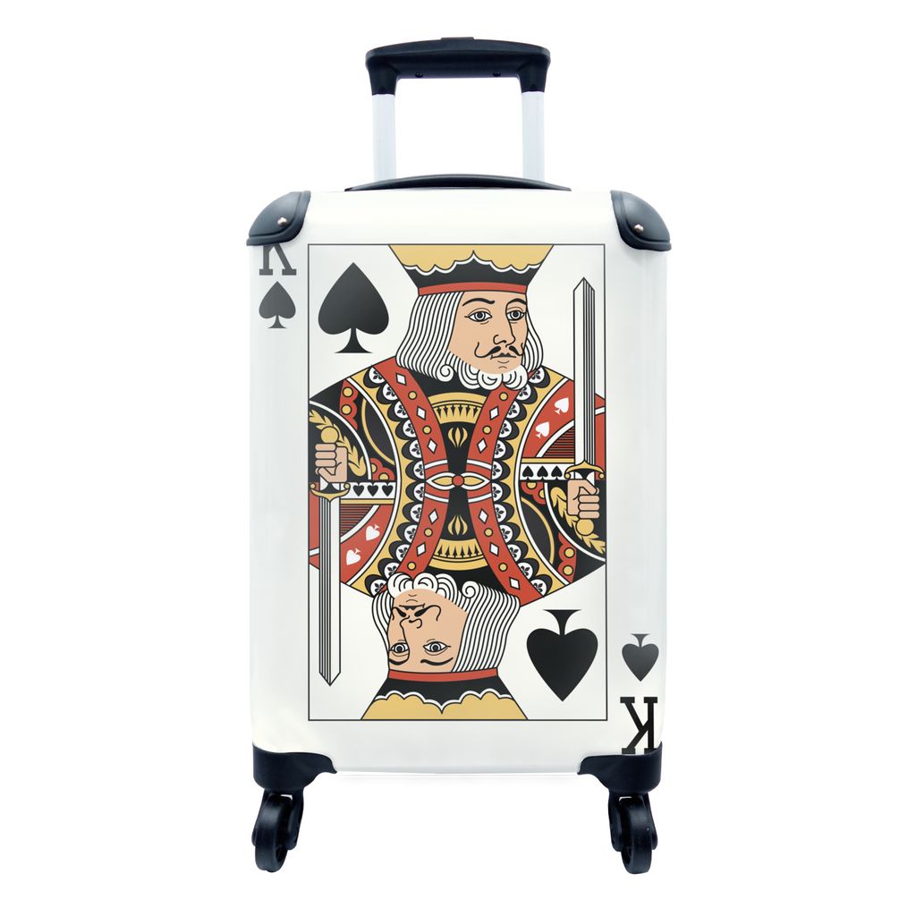 MuchoWow Koffer Handgepäck Trolley Rollkoffer Kleine Reisekoffer mit 4 Rollen - Illustration einer Pik-König-Spielkarte - Cabin Size < 55x40x23...