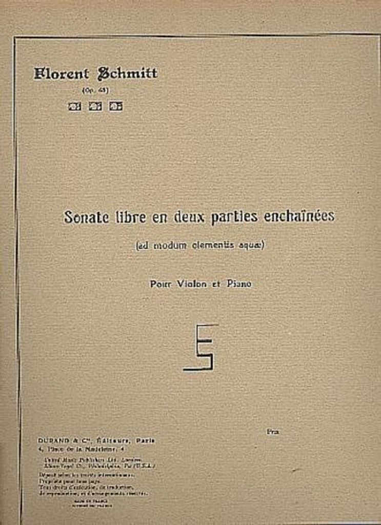 Sonate libre op.68 en 2 parties enchainéespour violon et piano