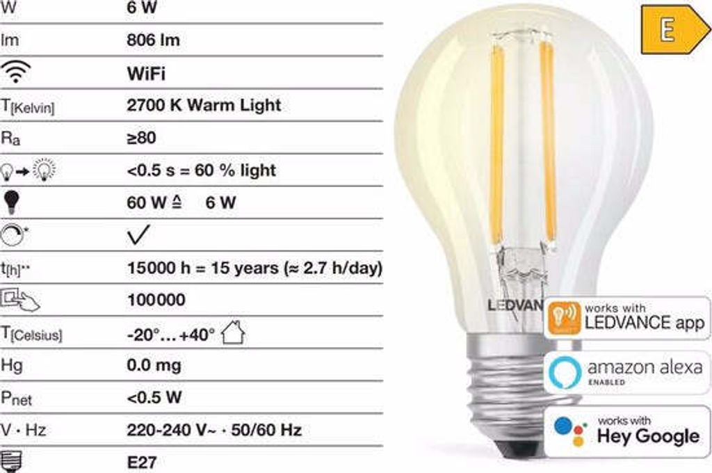 Ledvance 2 x Ledvance Smart+ Wifi Classic - Weiß - Ersetzt Produktbild 3