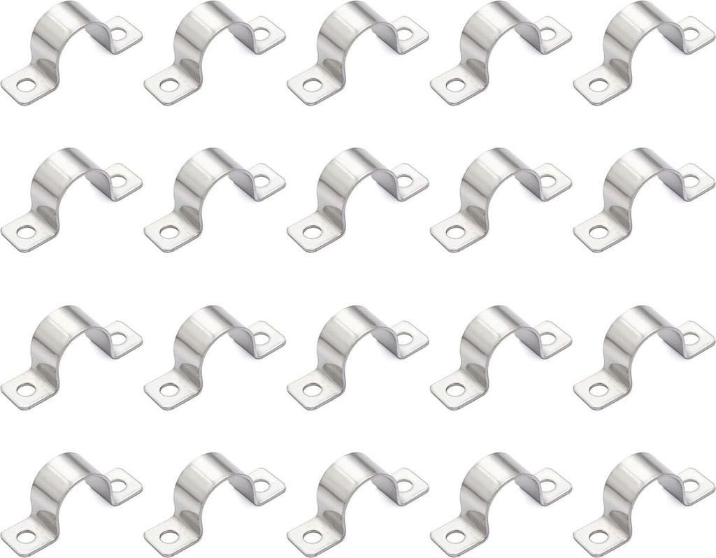 Ø 25 mm Rohrschellen,20 Stk Edelstahl befestigungsschelle,U-Rohrschellen, 2-Loch bügelschelle Kabelklemmen aus Edelstahl zur Befestigung von Rohr...