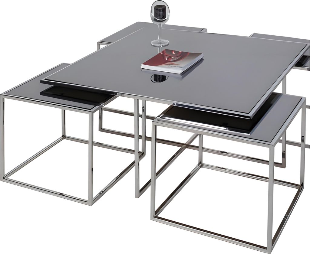 Grauer Couchtisch aus Edelstahl modern und elegant