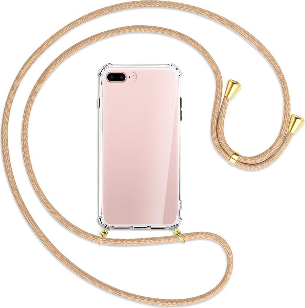 Handykette Backcover-Schutzhülle mit Band (Metall goldfarben) für Apple iPhone 7 Plus / 8 Plus - beige
