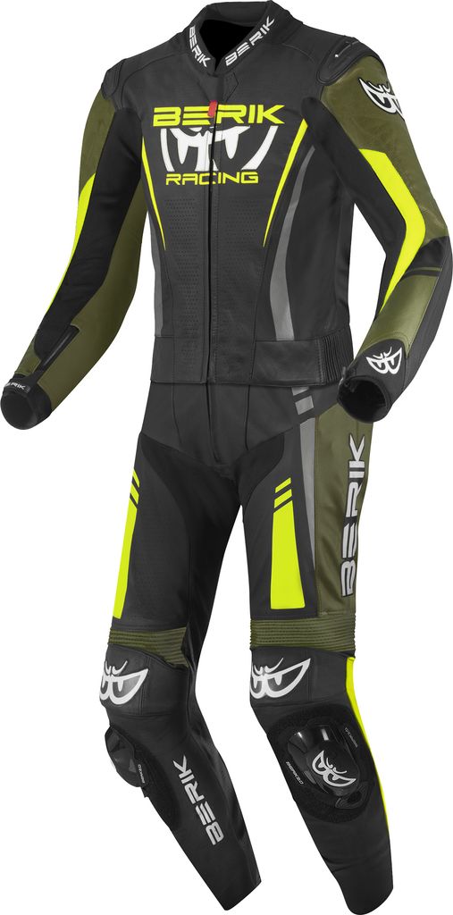 Berik Absolute GP2 2-Teiler Motorrad Lederkombi, schwarz/grün/neon-gelb, 58