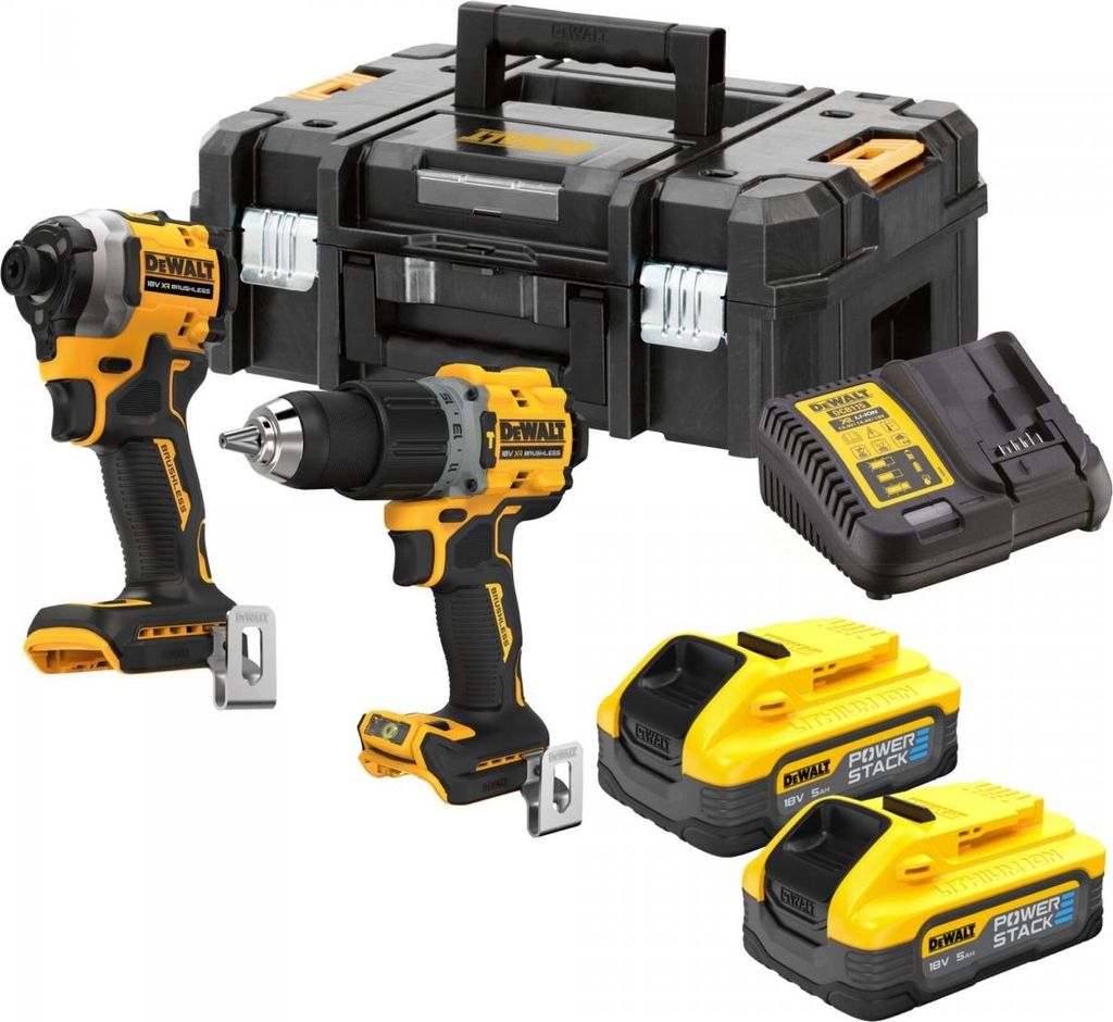DeWalt DCK2050H2T-QW Set DCD805 Schrauber + DCF850 Schlagschrauber 18V 2x5Ah Powerstack