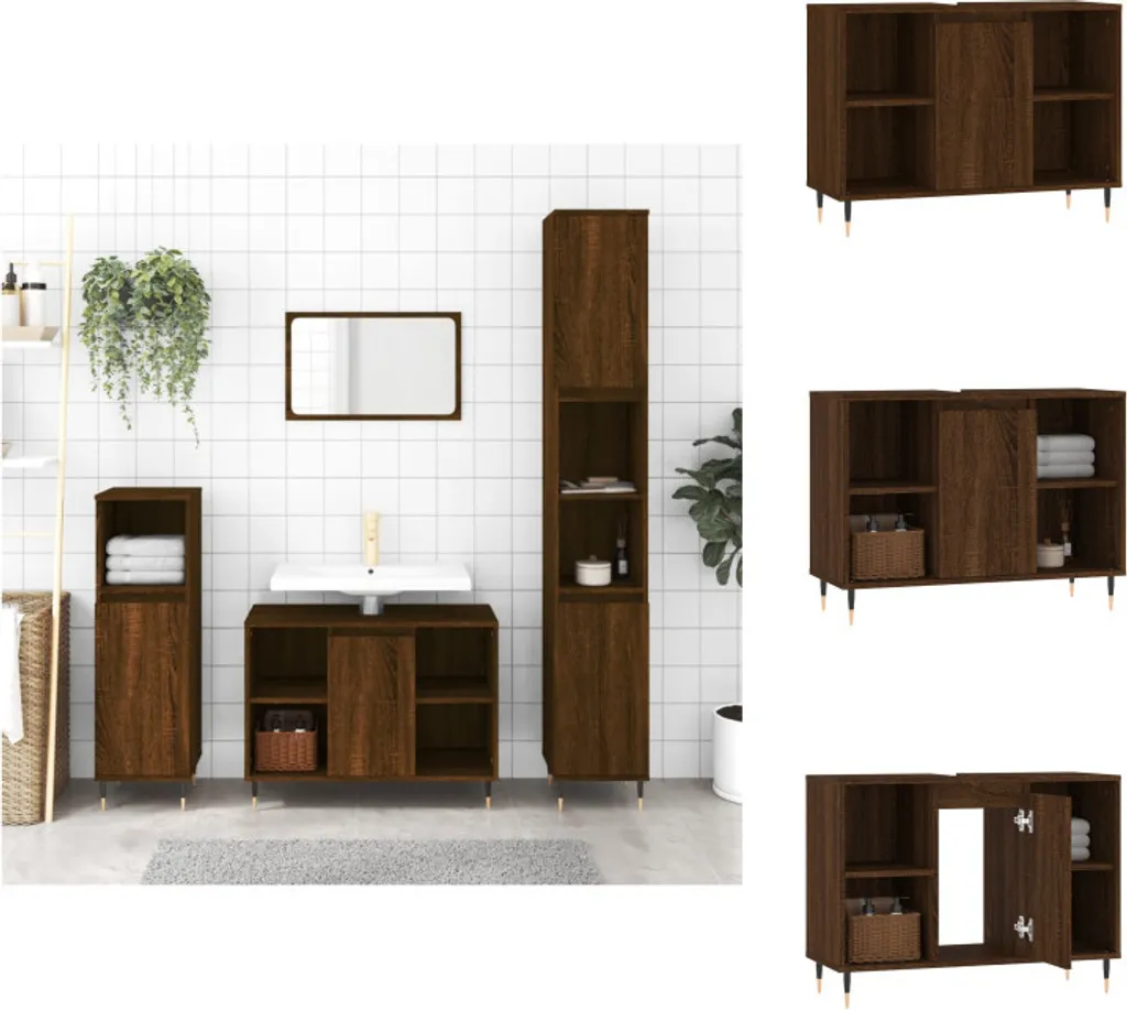 Mobile Bagno vidaXL 80x33x60 Rovere | Più Spazio ai Tuoi Asciugamani