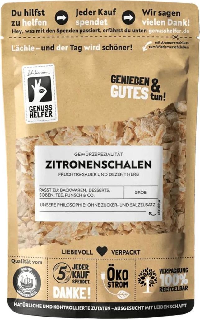 Zitronenschalen, Stücke, getrocknete Zitrone, zum Backen Produktbild 