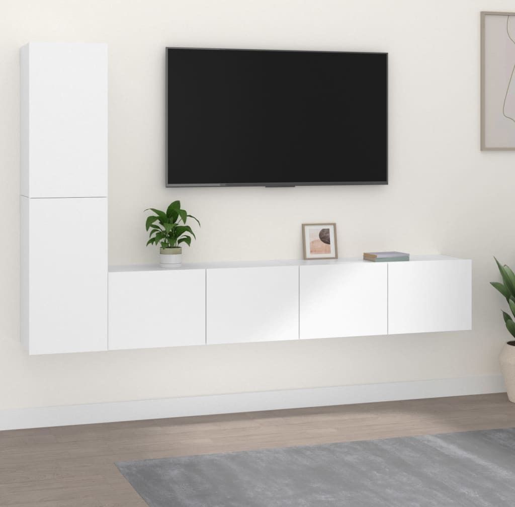 4-tlg. TV-Schrank-Set Weiß Holzwerkstoff 3114310