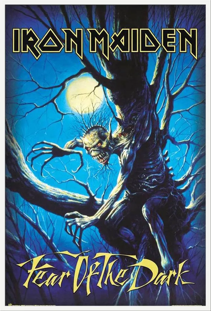 Affiche Iron Maiden Fear of the Dark avec Cadre Blanc Maxi Shinsuke