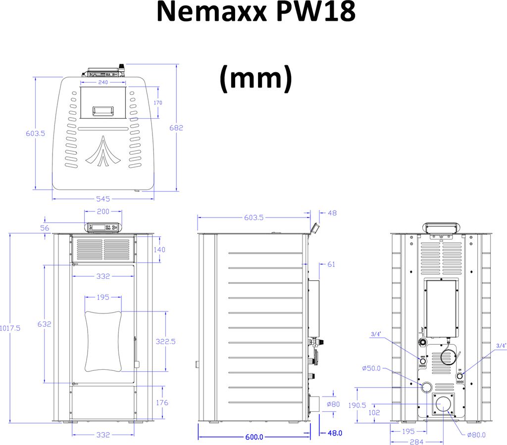 NEMAXX® P18 wasserführender Pelletofen 18 kW, A+ – bis 300 Produktbild 
