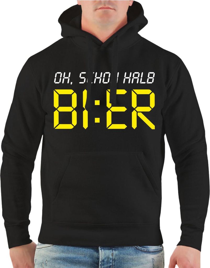 Herren Kapuzenpullover Oh, schon halb BIER
