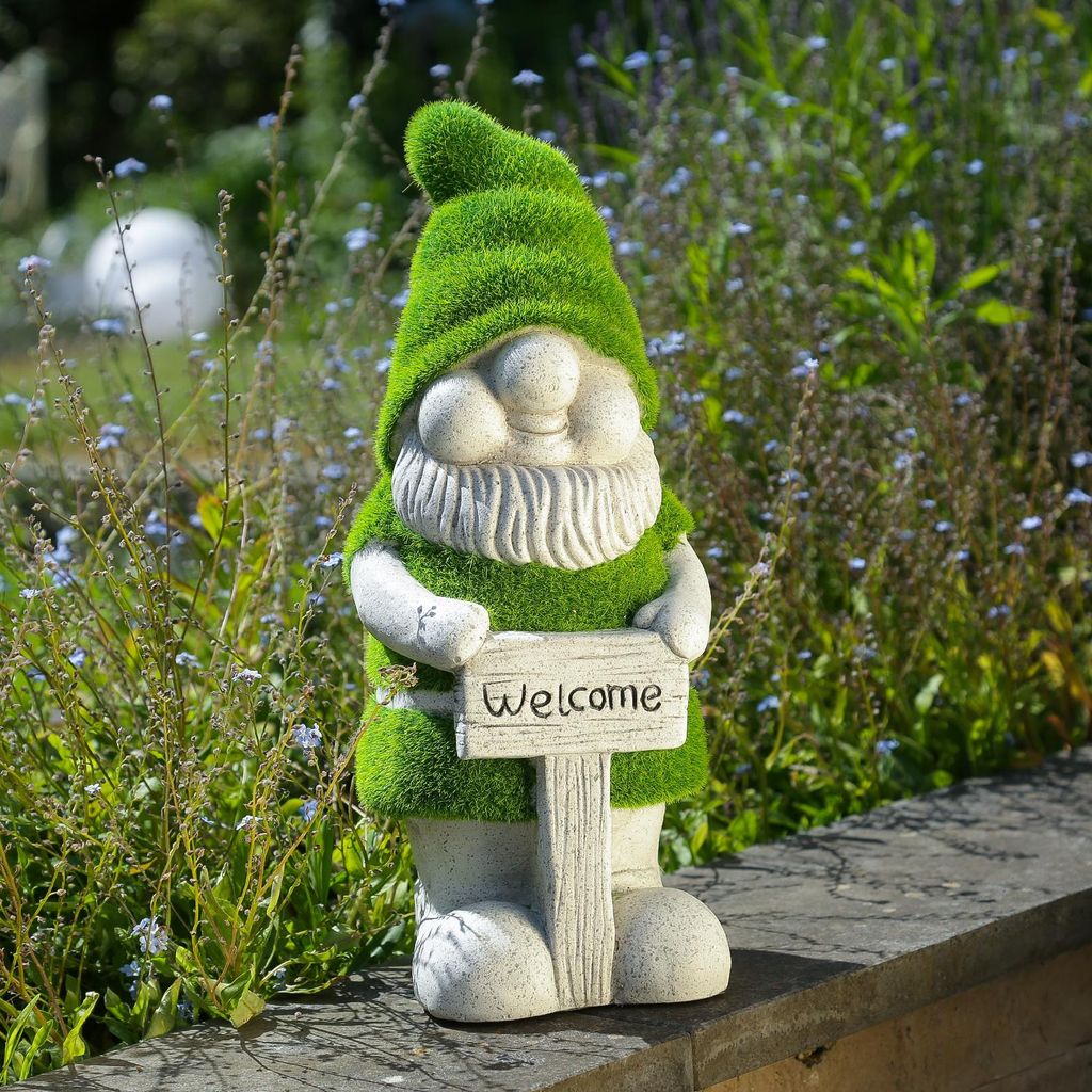 Gartenzwerg WELCOME - Gartenfigur - Magnesia - H: 38cm -  Produktbild 