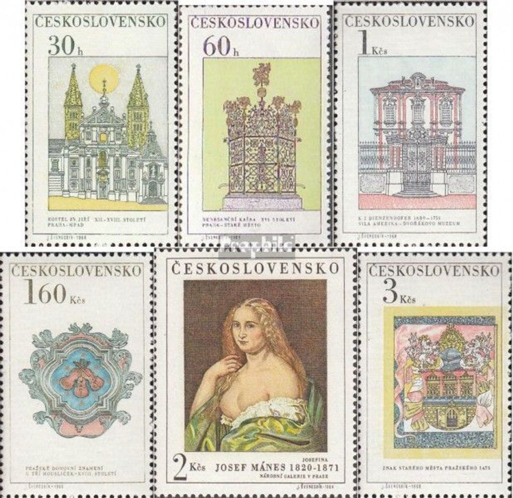 Briefmarken Tschechoslowakei 1968 Mi 1798-1803 (kompl.Ausg.) postfrisch Prag