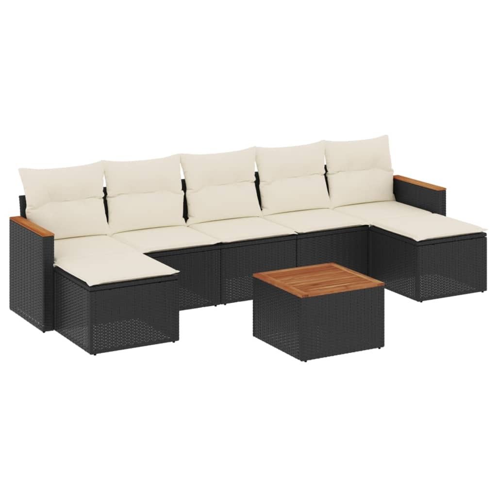 (Robust Möbel) 8-tlg. Garten-Lounge-Set - elegantes Design - Sitzgruppe/Gartengarnitur - mit Kissen Schwarz Poly Rattan - Terassenmöbel DEMö...