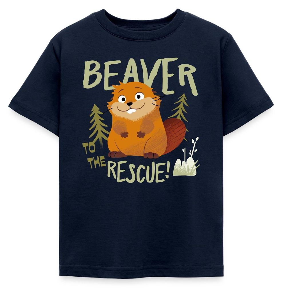 Spreadshirt Hoppers Beaver To The Rescue Kinder T-Shirt, 110/116 (5-6 Jahre), Navy