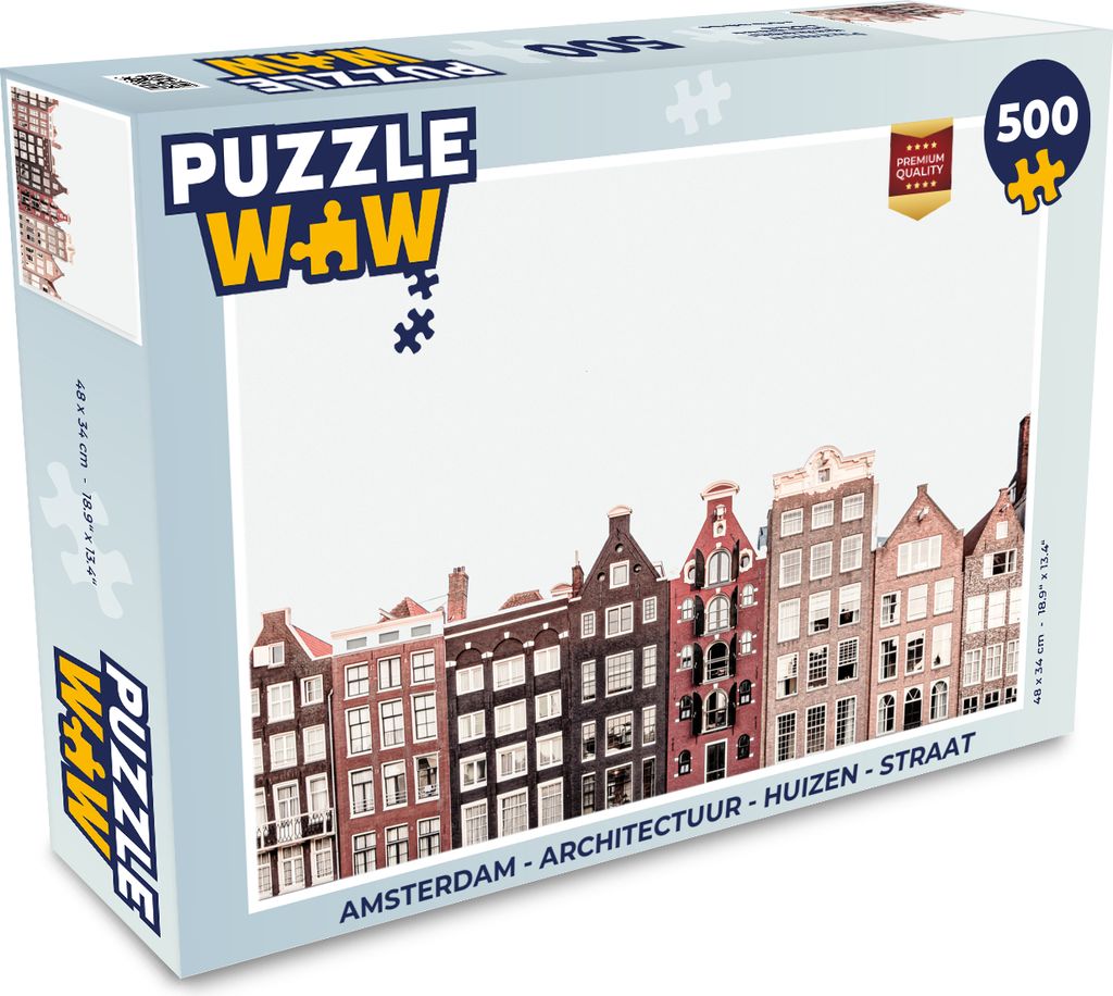 MuchoWow Puzzle 500 Teile Amsterdam - Architektur - Häuser - Straße - 500 Teile - Kinder - Selberbauen - Puzzlespiele