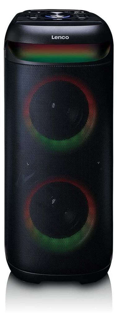 Lenco PA-210BK - Bluetooth Party-Lautsprecher mit LED-Lichteffekten - 100 W Leistung, TWS, USB, bis zu 12 Stunden Akkulaufzeit - Schwarz