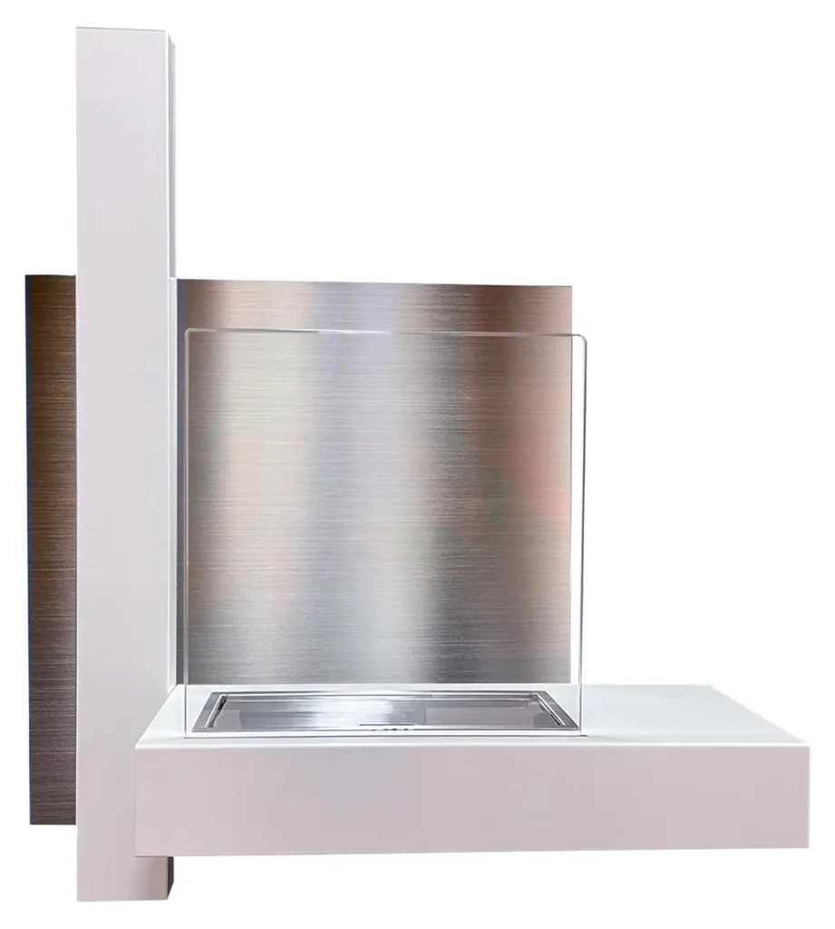 Cheminée éthanol murale Vienna 65x23xH75 cm - Blanc épuré design