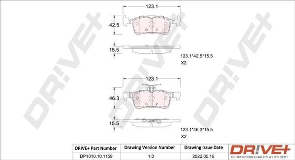 Plaquettes de frein Dr!ve+ DP1010.10.1159 pour Peugeot 308 II et 308 SW