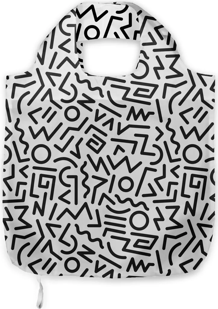 Borsa Tessuto ABAKUHAUS Geometrica Bianco Nero | Accessorio Vintage
