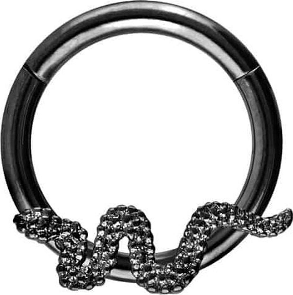 Ohrpiercing, Nasenpiercing, Septum Piercing Chirurgenstahl Segmentring Clicker SCHLANGE Schwarz Innendurchmesser: 8 mm