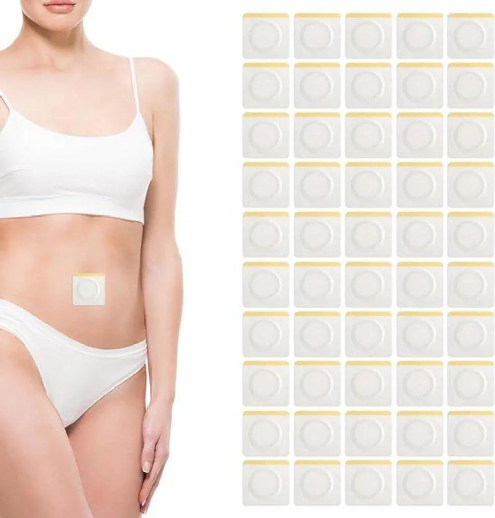 Pansement piercing nombril blanc 6cm - Pack Wrap naturel absorbant 50 pcs