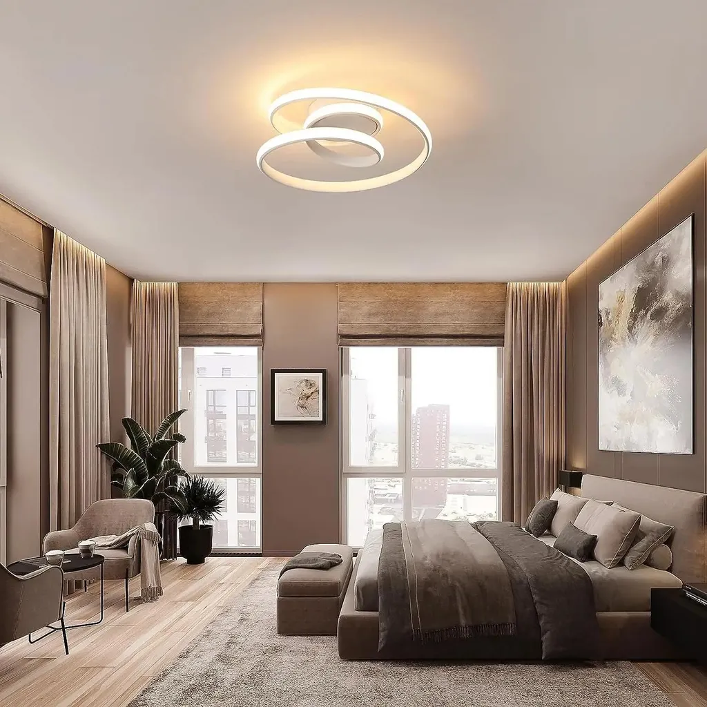 Plafonnier LED design blanc chaud pour éclairage salon et chambre - 3
