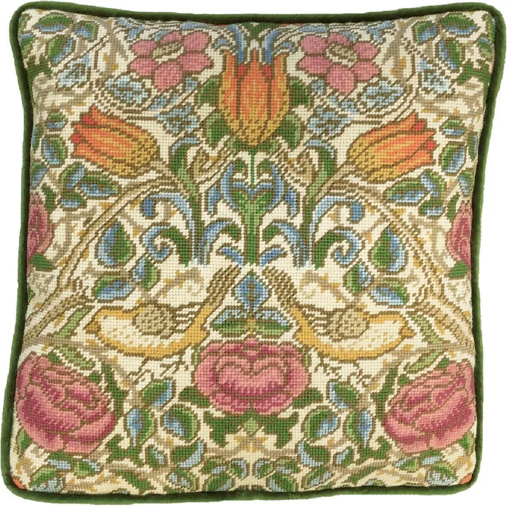 Coussin Fleurs à Broder DIY Roses Tapisserie pour Déco de Maison