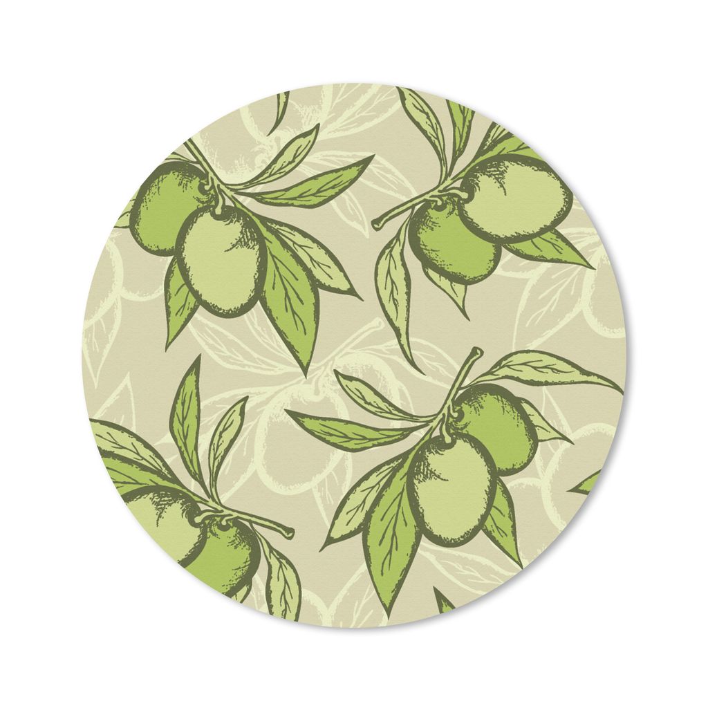 MuchoWow Mauspad Mousepad Olive - Blätter - Vegan - Design - Vintage 20x20 cm - Mousepads - Maus Mat - Pad - Mausunterlage - Schreibtischmatte
