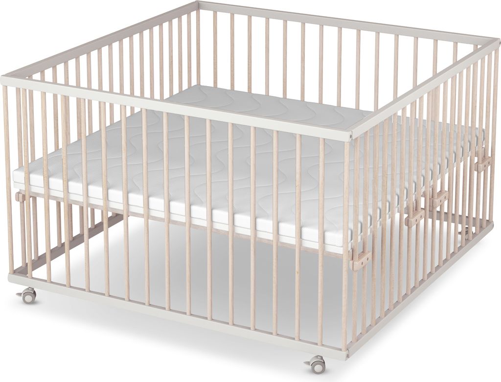 Laufgitter 120x120 cm - weiß/natur - Premium Kollektion