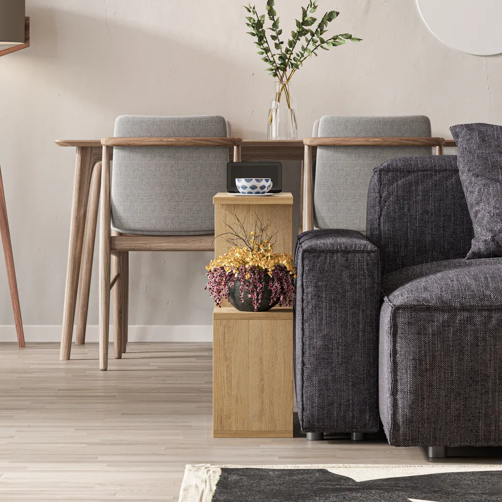 Tavolino Moderno Homemania Rovere 60x60x19,5 cm | Arredo Multiuso Salotto - 3