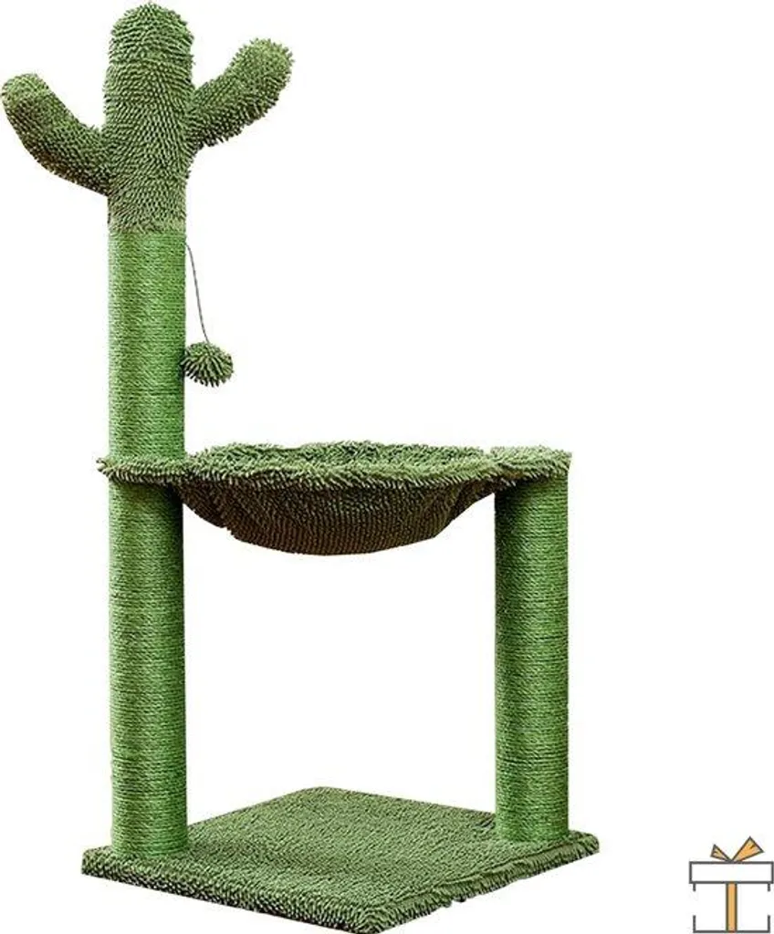Happyment Arbre à Chat Cactus avec Hamac Moelleux pour Chaton - 93 cm