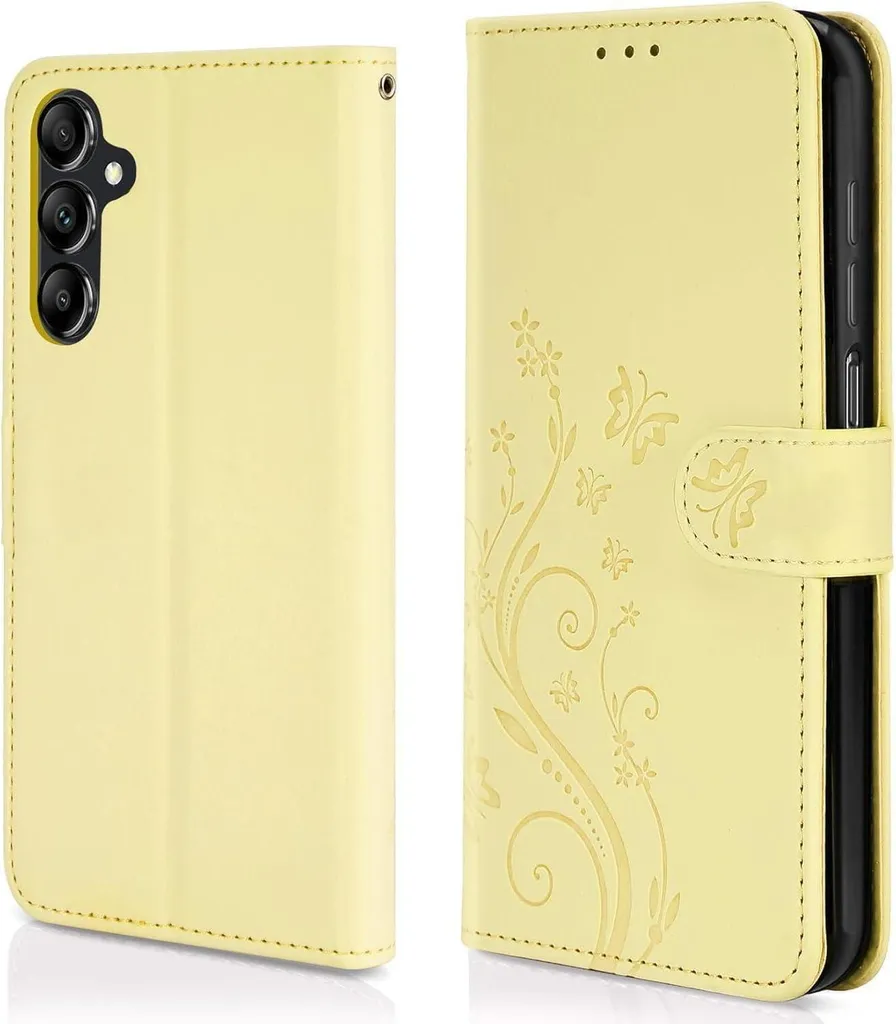 Custodia Samsung A15 Gialla Portafoglio con Vetro Temperato Omaggio - 6