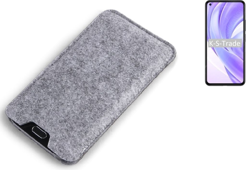 K-S-Trade Filz Handyhülle kompatibel mit Xiaomi Mi 11 Lite 5G Schutzhülle Filztasche Filz Tasche Case Sleeve Handy Hülle Filzhülle grau