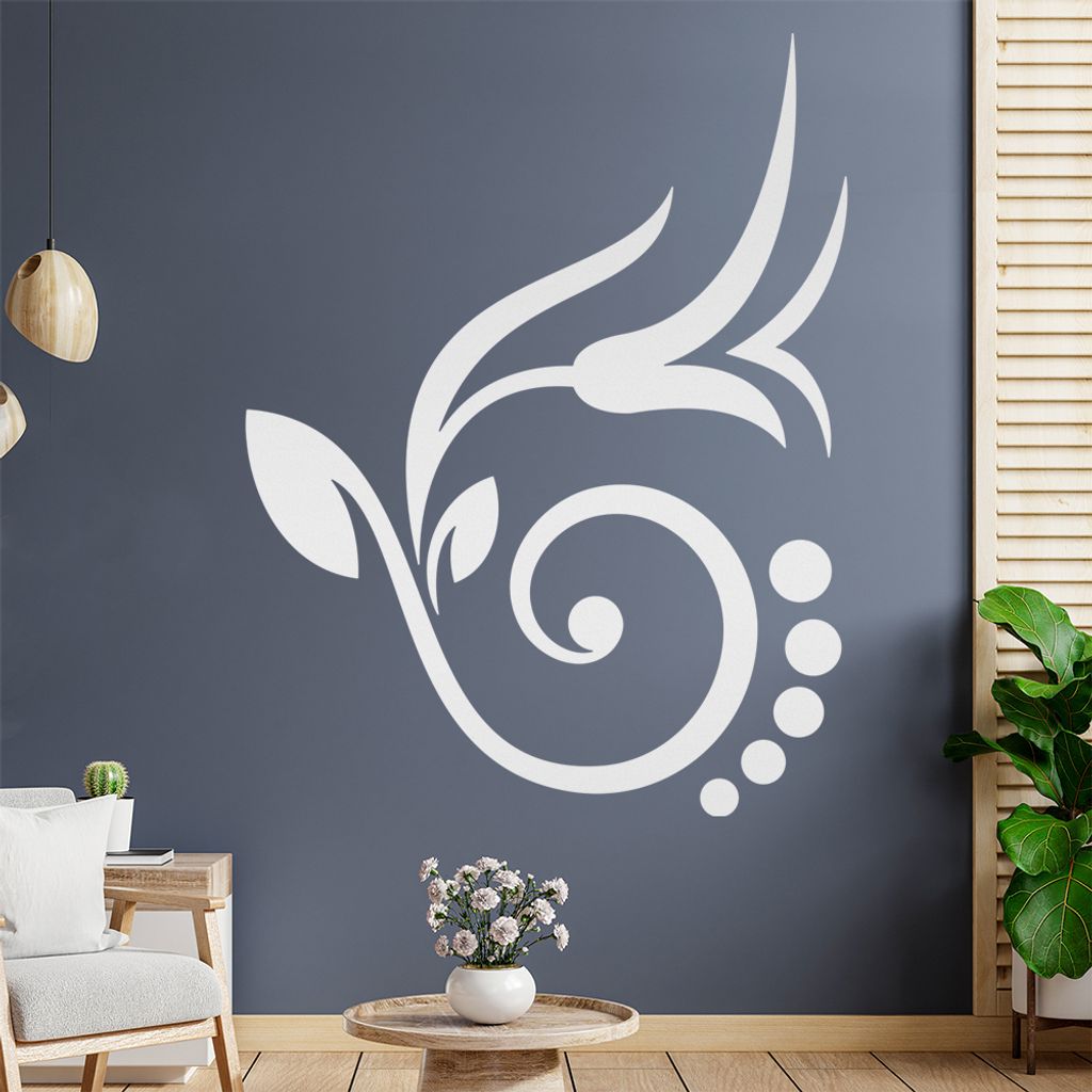 Blume - Linien Punkte Wandtattoo in 6 Größen - Wandaufkleber Wall Sticker - Dekoration, Küche, Wohnzimmer, Schlafzimmer, Badezimmer