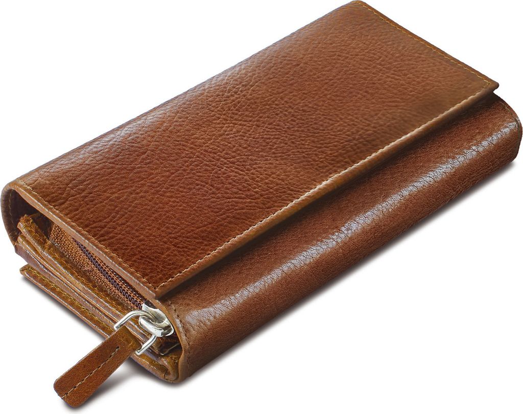 ROYALZ "Orelia" Vintage Leder Geldbörse für Damen Portemonnaie groß mit vielen Fächern RFID-Blocker Brieftasche Querformat