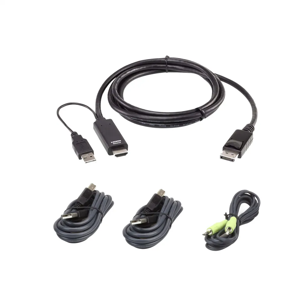 ATEN 2L-7D02UHDPX4 Kit Câble KVM HDMI vers DisplayPort True 4K 1.8m