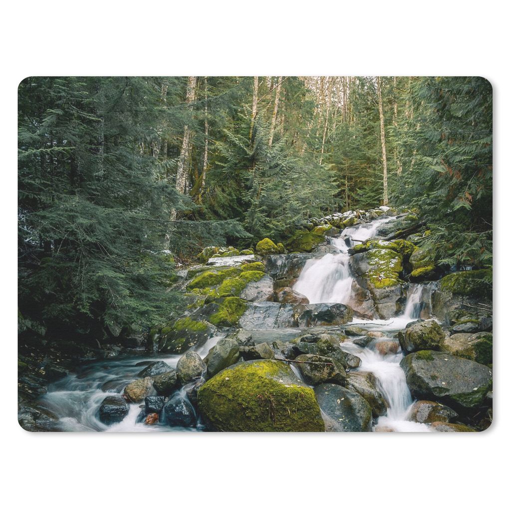 MuchoWow Mauspad Mousepad Natur - Wasserfall - Bäume - Herbst 23x19 cm - Mousepads - Maus Mat - Pad - Mausunterlage - Schreibtischunterlage - Ma...