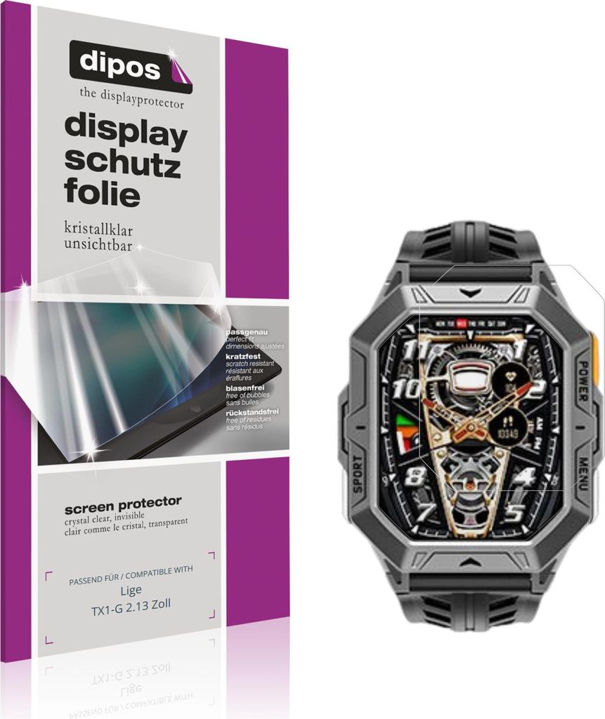 6x Schutzfolie für Lige TX1-G 2.13 Zoll klar Displayschutzfolie Folie Display Schutz dipos