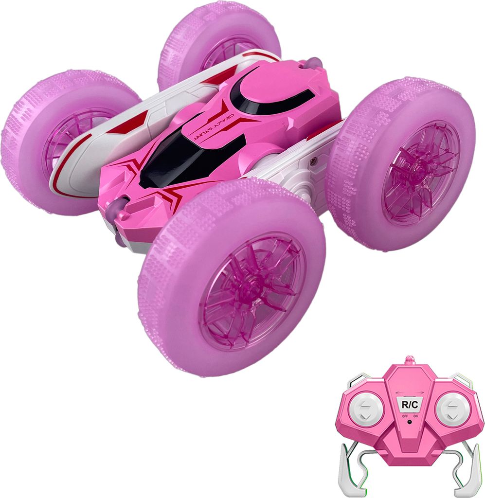 Ferngesteuertes Auto fuer Kinder, 2,4 GHz 4WD elektrisches Stunt-Auto, beidseitig fahrendes, um 360 Grad drehbares Fahrzeugspielzeug mit LED-Leucht...