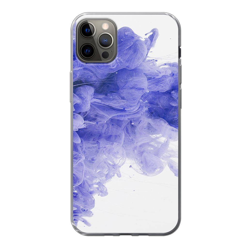 MuchoWow Handyhülle Schutzhülle Hülle für iPhone 12 Pro Max Tinte - Lila - Abstrakt Silikon Softcase Handy Hülle - Hartschale