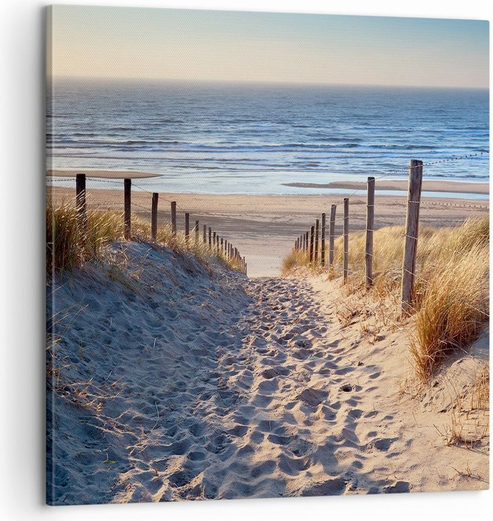 Bild auf Leinwand - Leinwandbild - Meer Strand Düne - 60x60cm - Wand Bild - Wanddeko - Wandbilder - Leinwanddruck - Bilder - Kunstdruck - Wanddeko...