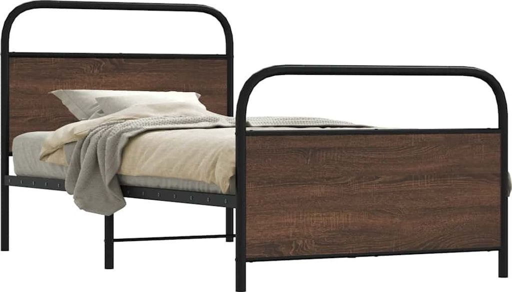 "2026 Promotion" Bettgestell moderne - ohne Matratze - 90x190 cm - Braun Eichen-Optik - Polsterbett CC25168