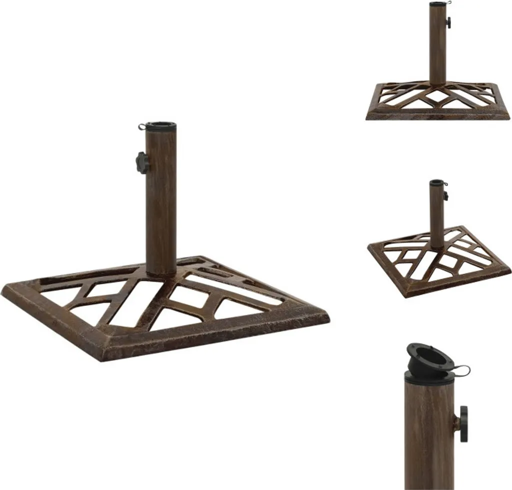 Pied de Parasol en Fonte Bronze 44x44 cm - Socle de Jardin Ornemental
